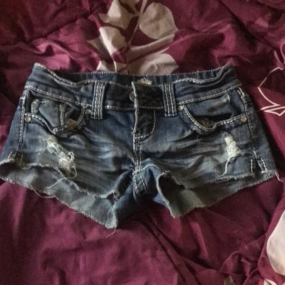 Dark wash jeans booty shorts size 0 low rise